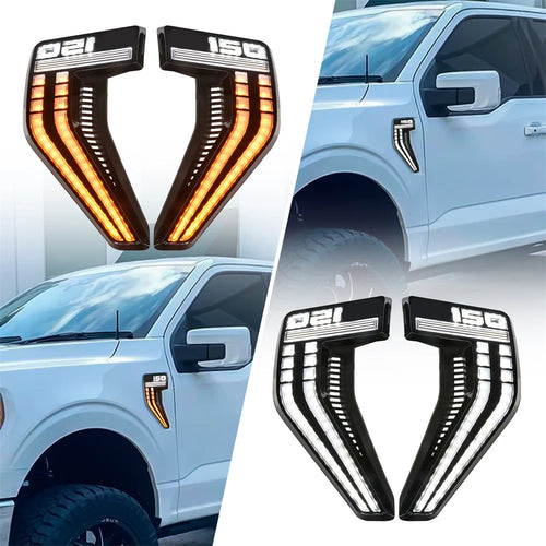2021 F150 Dynamic Side Fender Lights - LED Turn Signal Grille Vents